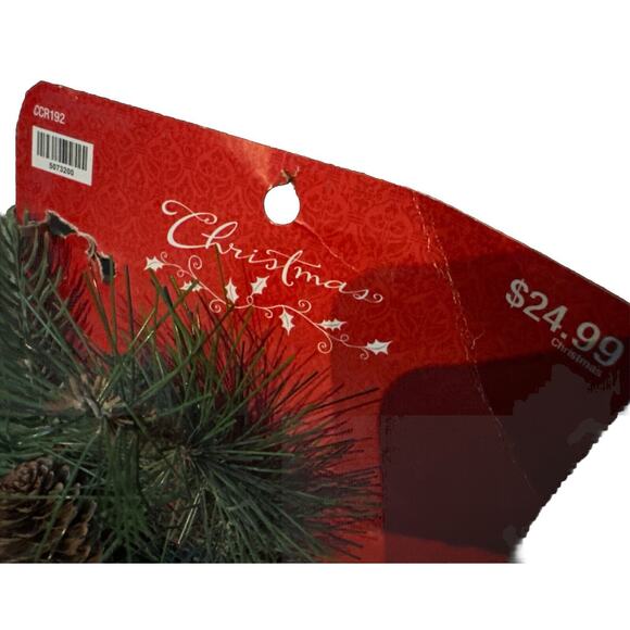 Christmas Holiday Candle Ring Pine Cone Greenery Wreath Use W/ 6 Inch Candle NWT - Picture 7 of 7